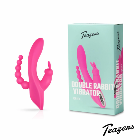 EasyToys Double Rabbit Intimate Massager Waterproof 21cm Pink USB