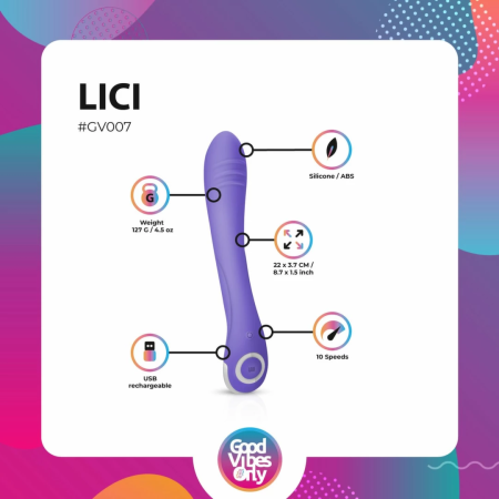 Lici Curved Silicone Intimate Device with 10 Modes, USB, Pink