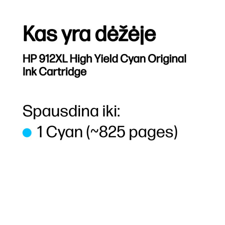 HP 912XL didelės talpos mėlynas originalus rašalas