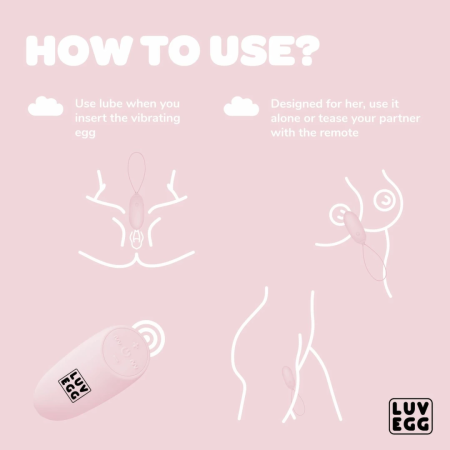 LUV EGG Pink Wireless Silicone Vibration System, 12 Modes, Waterproof