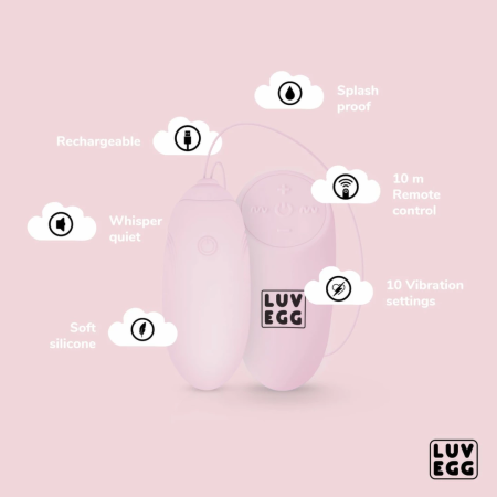 LUV EGG Pink Wireless Silicone Vibration System, 12 Modes, Waterproof