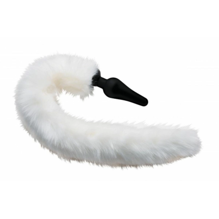 XR Brands White Fox Tail & Ears Costume Set - Soft Faux Fur, Silicone Plug