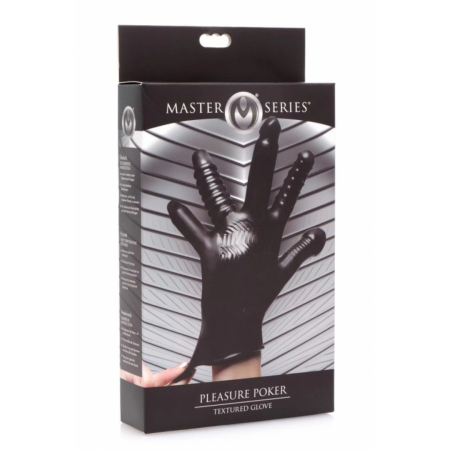 XR Brands Pleasure Poker Multi-Texture Intimate Glove, Black, Universal Size
