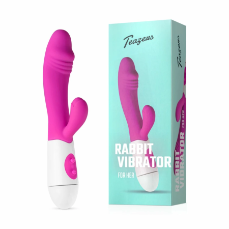 Teazers Pink Dual-Action Silicone Rabbit Vibrator, 10 Modes, Waterproof