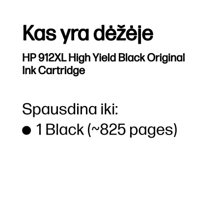 HP 912XL didelės talpos juodas originalus rašalas