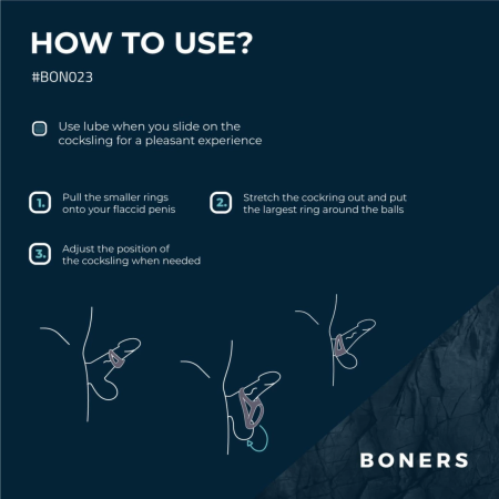 Boners Open Cocksling Triple Silicone Support Ring System Black