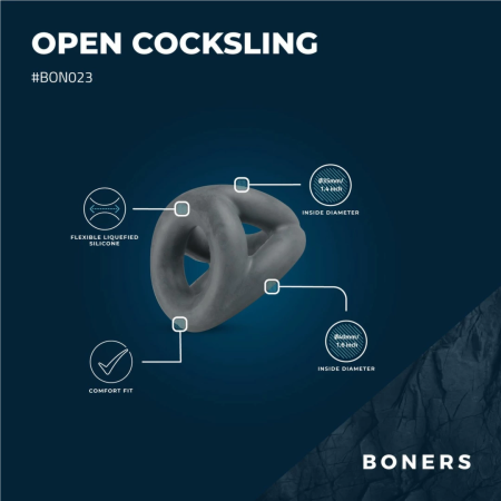 Boners Open Cocksling Triple Silicone Support Ring System Black
