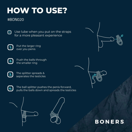 Boners Liquid Silicone Anatomical Ball Separator - Flexible Black