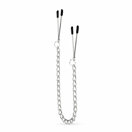EasyToys Adjustable Tweezer Nipple Clamps with Metal Chain - Black