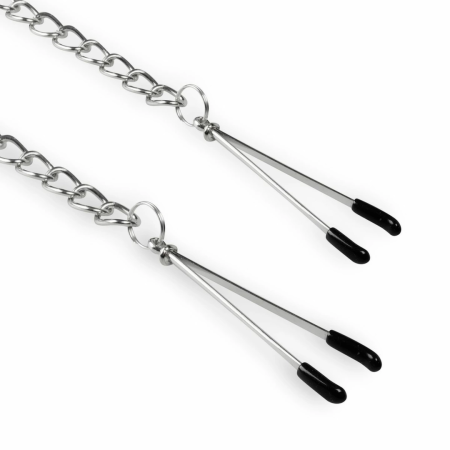 EasyToys Adjustable Tweezer Nipple Clamps with Metal Chain - Black