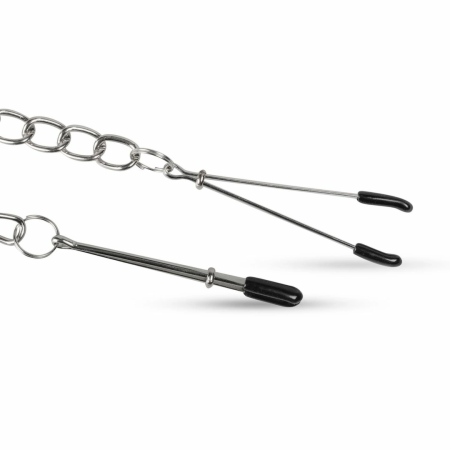 EasyToys Adjustable Tweezer Nipple Clamps with Metal Chain - Black
