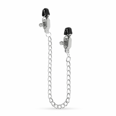 EasyToys Adjustable Nipple Clamps with Wide Tips and Metal Chain