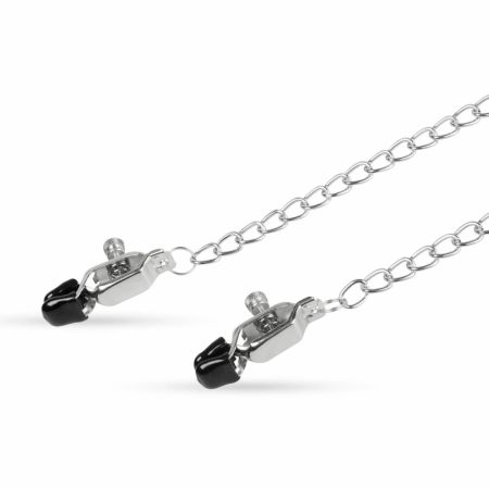 EasyToys Adjustable Nipple Clamps with Wide Tips and Metal Chain