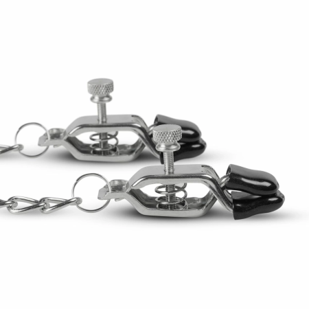 EasyToys Adjustable Nipple Clamps with Wide Tips and Metal Chain