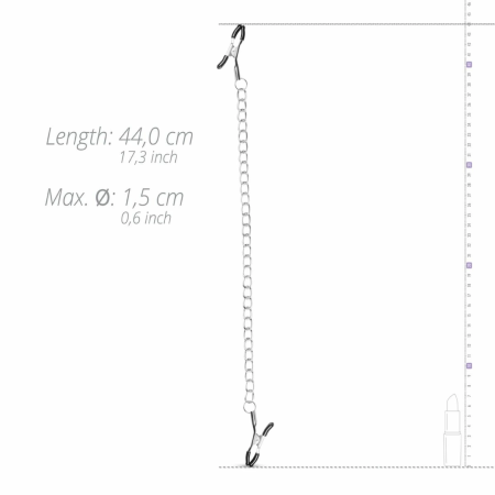 EasyToys Adjustable Metal Nipple Clamps with Chain - Silver Finish