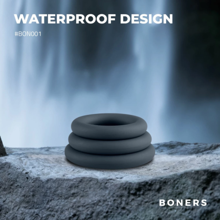 Boners Silicone Ring Set Grey 3 Sizes Flexible Skin-Friendly Material