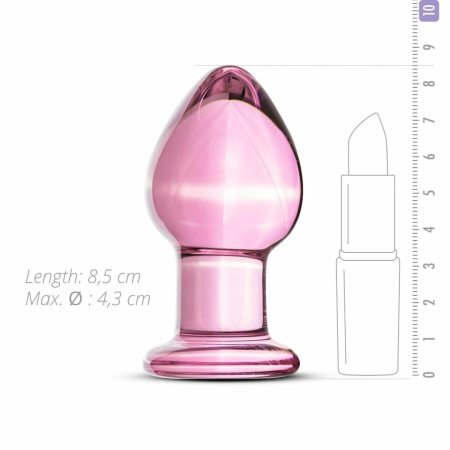 Glas Pink Medium Anal Glass Plug - Smooth Borosilicate, 4.3 cm