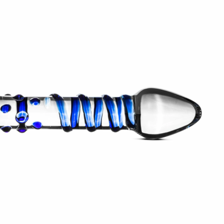 EasyToys Glass Series Model 21 - Dual-Ended Transparent Blue-Accented Glass Wand