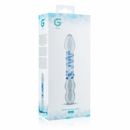 EasyToys Glass Series Model 21 - Dual-Ended Transparent Blue-Accented Glass Wand