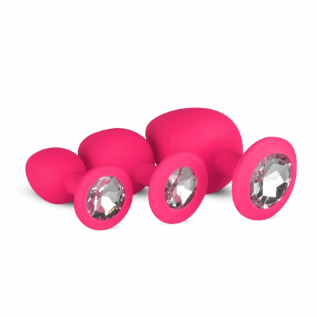 EasyToys Silicone Jewel Plug Set Pink - 3 Sizes, Decorative Base