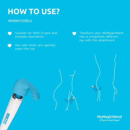 MyMagicWand Silicone G-Spot/Prostate Attachment Blue Flexible Head