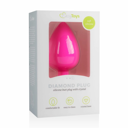 EasyToys Silicone Intimate Plug Large Pink with Decorative Gemstone