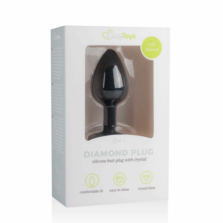 EasyToys Diamond Silicone Plug Small Black - Elegant Jewel Base Accessory