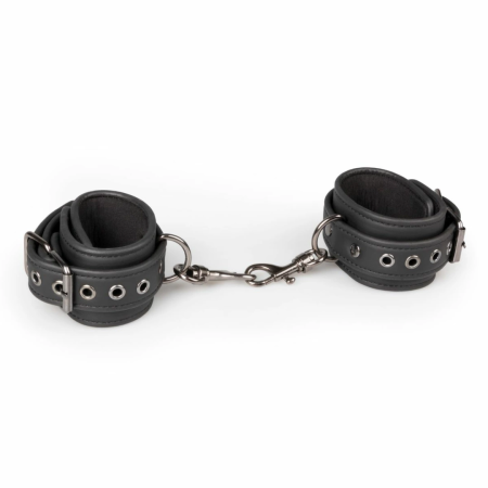 Ouch! Adjustable Faux Leather Neck & Wrist Bondage Set, Black