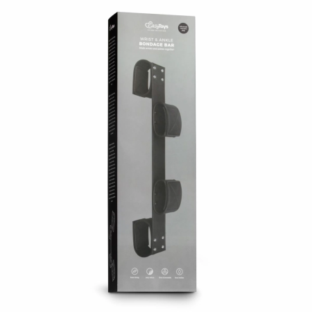 EasyToys Adjustable Restraint Bar with Faux Leather Cuffs - Black, Universal Fit