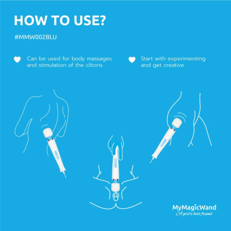 My Magic Wand Blue - 6-Speed Professional Massager, 32cm, Silicone