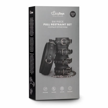 EasyToys Bondage Set - Adjustable Faux Leather Collar & Cuffs Kit