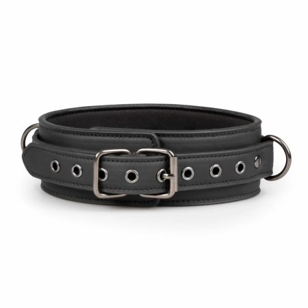 Kiotos Adjustable Metal & Faux Leather Bondage Collar with Leash 40-54 cm