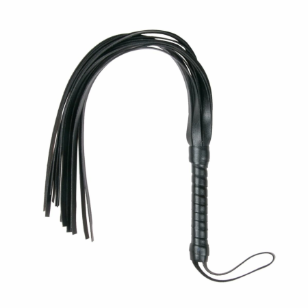 Ouch! Small Leather Flogger - Compact Premium Handle Black