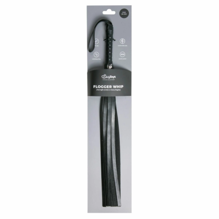 Ouch! Small Leather Flogger - Compact Premium Handle Black