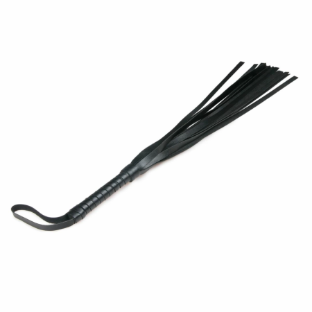 Ouch! Small Leather Flogger - Compact Premium Handle Black