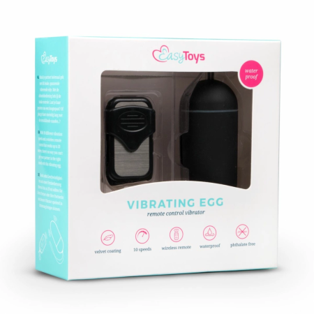 Easytoys Vibration Egg Black - Wireless Remote, 10 Modes, 20m Range