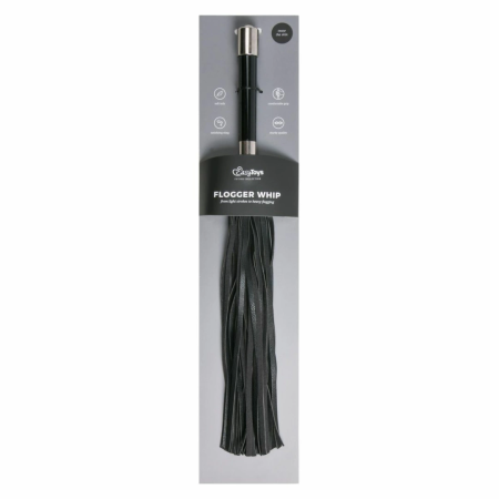 Kiotos Long Flogger Intimate Impact Tool with Metal Grip Handle Black