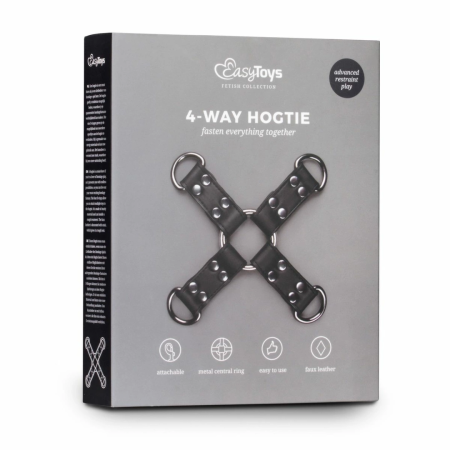 EasyToys Adjustable Leather Hogtie Restraint - Black Bondage Connector