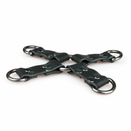 EasyToys Adjustable Leather Hogtie Restraint - Black Bondage Connector