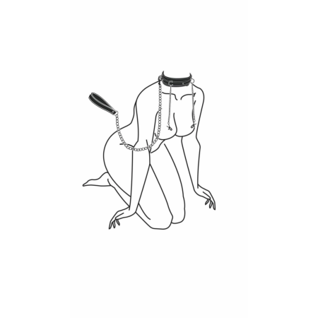 EasyToys Adjustable Faux Leather Collar with Metal Chains, Black