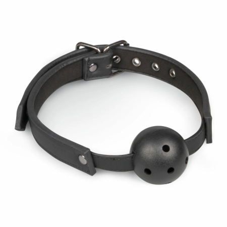 Easytoys Adjustable PVC Ball Gag Black - Faux Leather Comfort Strap