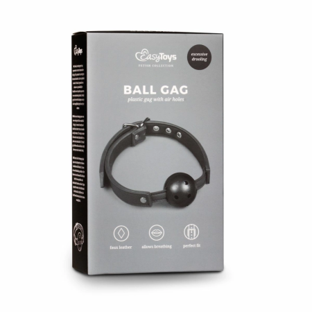 Easytoys Adjustable PVC Ball Gag Black - Faux Leather Comfort Strap