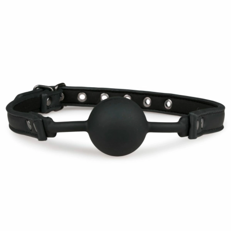 EasyToys Silicone Ball Gag Adjustable Strap Black Comfortable Design