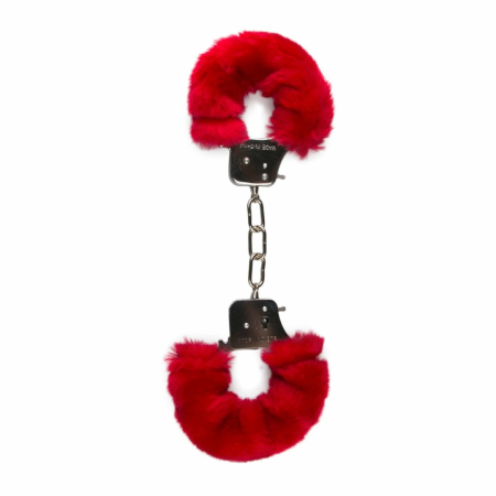 Ouch! Furry Handcuffs Red - Soft Plush Adjustable Restraint System