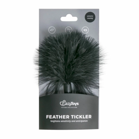 EasyToys Tickler Black - Soft Feather Accessory, Compact Handle