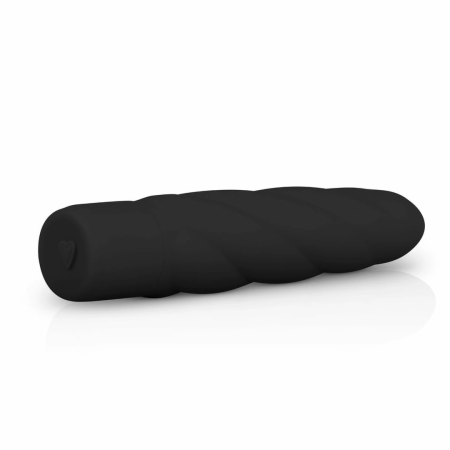 Dream Toys Black Velvety Silicone Massager with Ribbed Surface 19cm