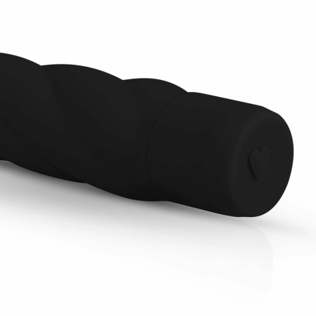 Dream Toys Black Velvety Silicone Massager with Ribbed Surface 19cm