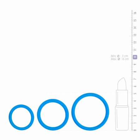 Mister B Three Size Silicone Ring Set Blue - Flexible Comfort System