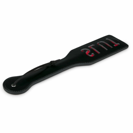 Ouch! Black Leather Impact Paddle with Red Inscription, Durable Design