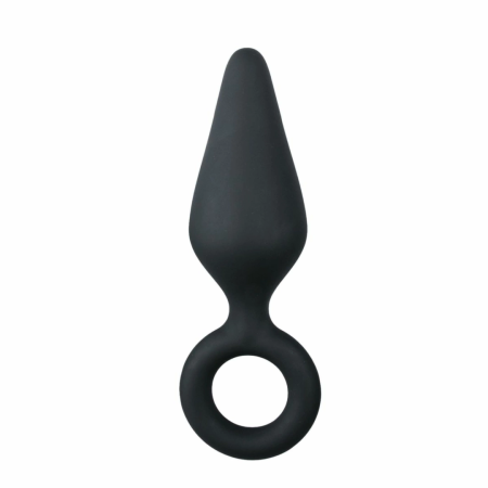 EasyToys Silicone Plug Medium with Pull Ring - Black, Ergonomic Design